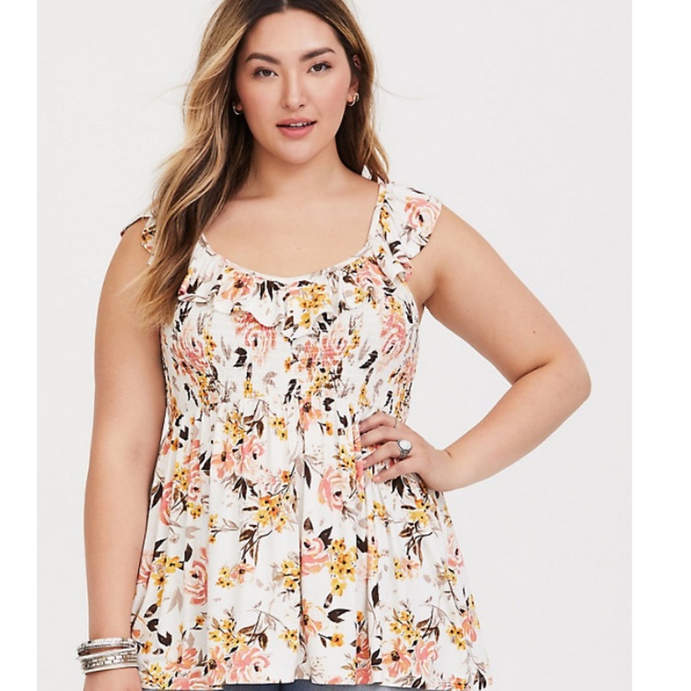 Torrid Supersoft Floral Ruffle Tank
